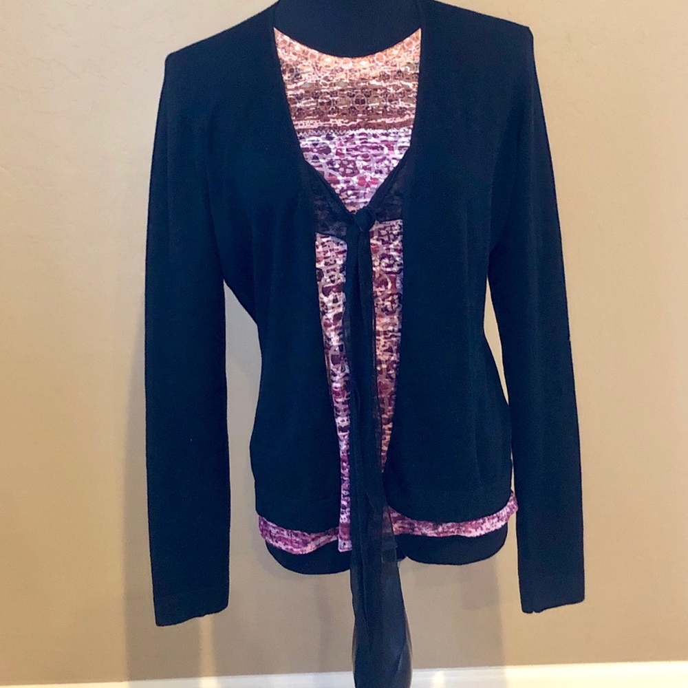 Karen Kane Black tie-up cardigan (M)